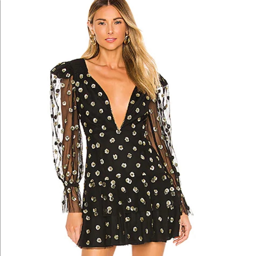 NBD black and gold sequin dress